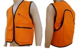 High Visibility Hunting Vest with Two Front Zip Pockets and Radio Space, 100% Cotton